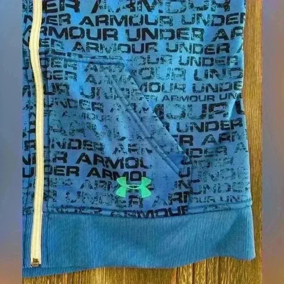 Under Armour Hoodie Women's Size Lg Semi-Fitted Blue Logo Full Zip Sweatshirt - Picture 8 of 8